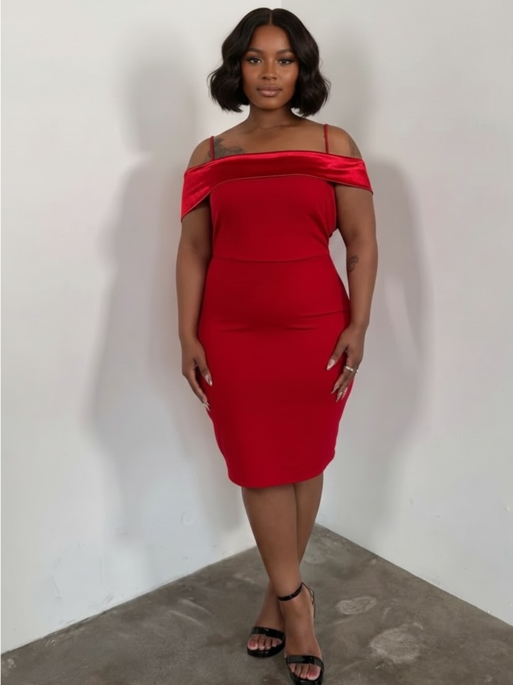 NWOT Red Off-Shoulder Bodycon Dress - Women
